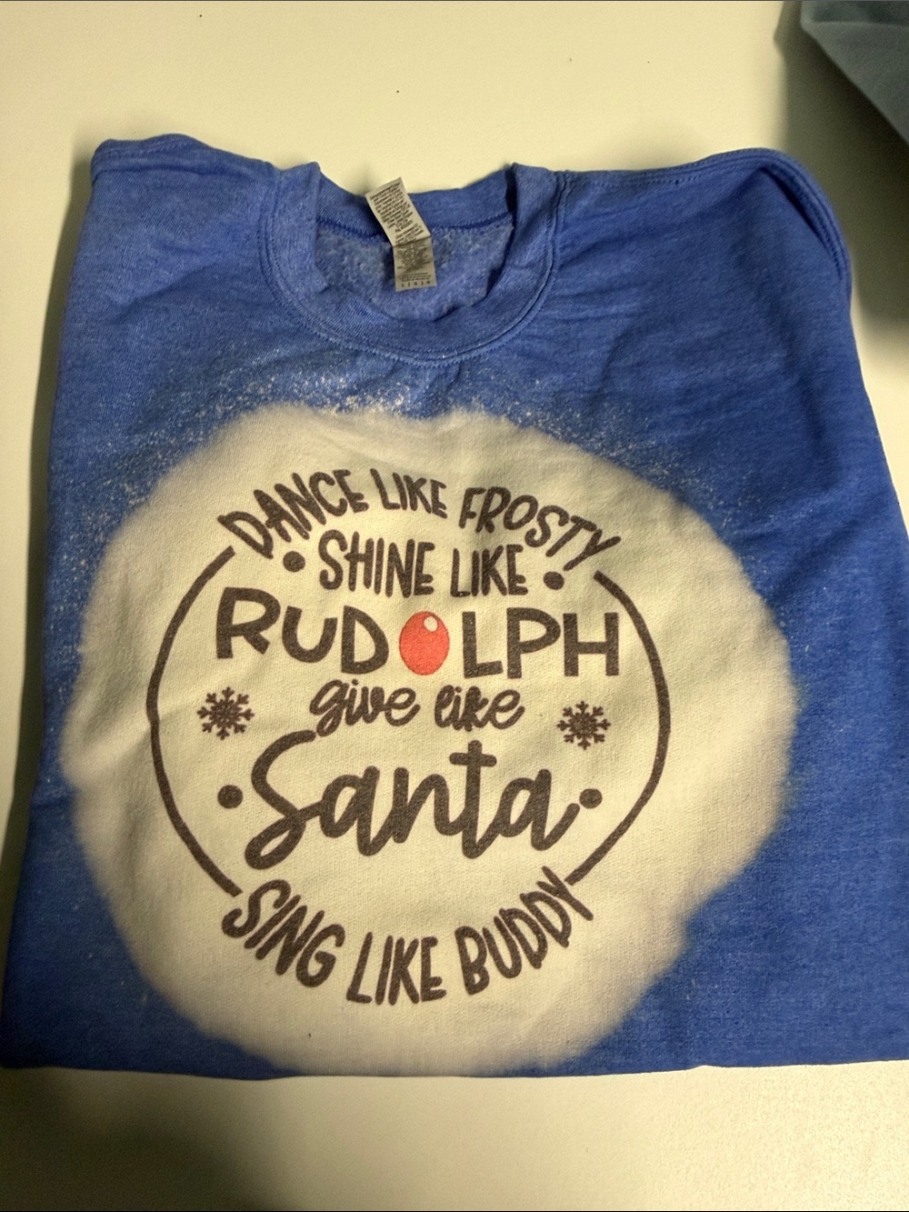 Blue Rudolph & Santa Graphic Holiday Tee